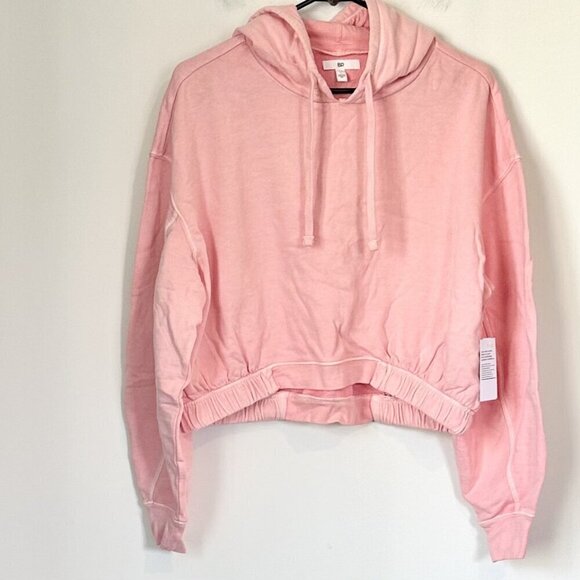 NWT BP by Nordstrom Pink Organic Cotton Cropped Hoodie Sweatshirt - Large - Picture 2 of 9